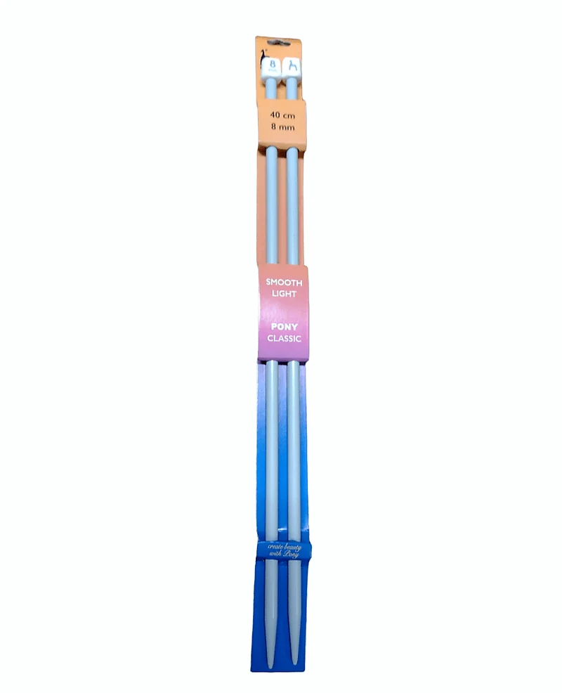 Coppia di Ferri da Maglia Pony, Lunghezza 40cm, 15 Misure