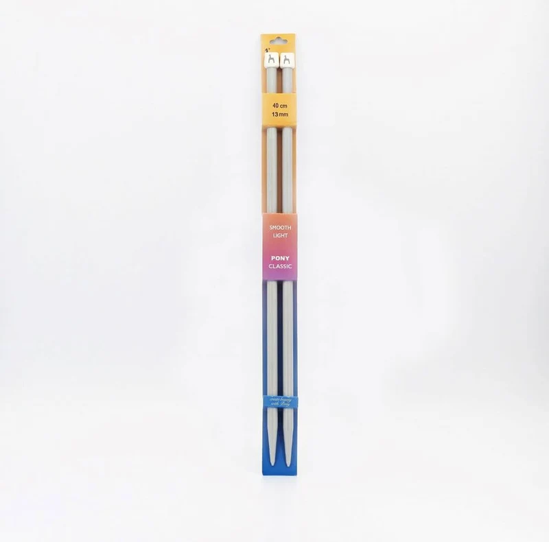 Coppia di Ferri da Maglia Pony, Lunghezza 40cm, 15 Misure