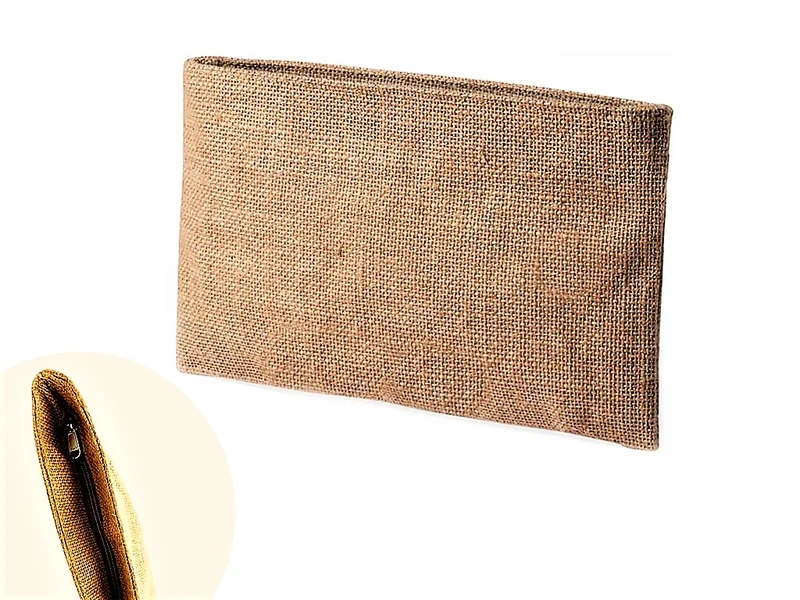 Pochette in Juta Naturale con Cerniera Zip 15x25 cm