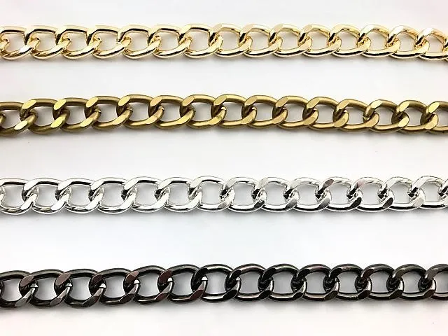 Catena a Metraggio in Metallo 1,1cm di Altezza per Borse e Pochette, 1 metro, 3 Colori