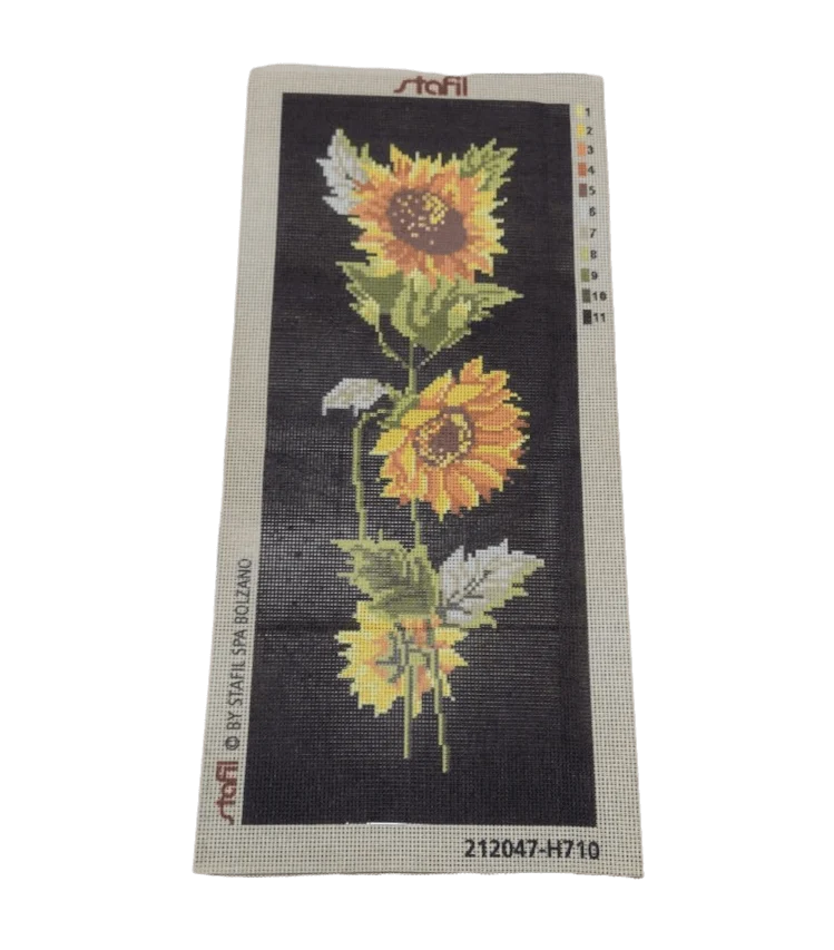 Kit da Ricamo a Mezzo Punto con Fantasia Girasoli per realizzare un Quadro da Ricamare a Punto Croce, marca Stafil