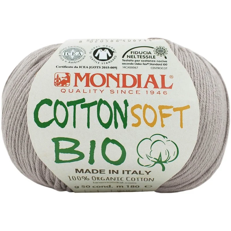 Filato Mondial Cotton Soft Bio – 100% Cotone Biologico Certificato (50g / 180m) | Gomitolo Estivo per Ferri e Uncinetto
