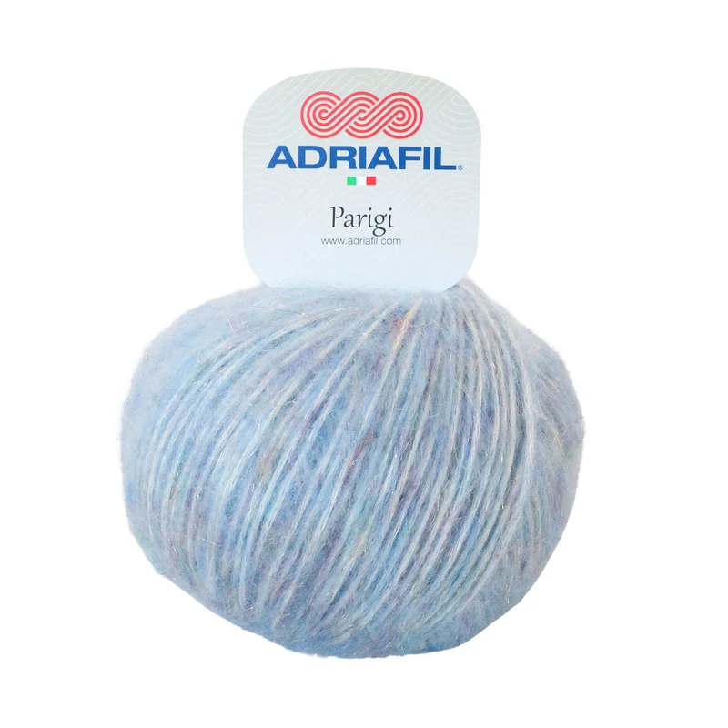 PARIGI ADRIAFIL Mix di fibre naturali dal leggero tocco lurex 54% cotone, 19% alpaca, 19% lana merino extrafine, 7% viscosa e 1% poliestere, un mix di fibre naturali e pregiate.