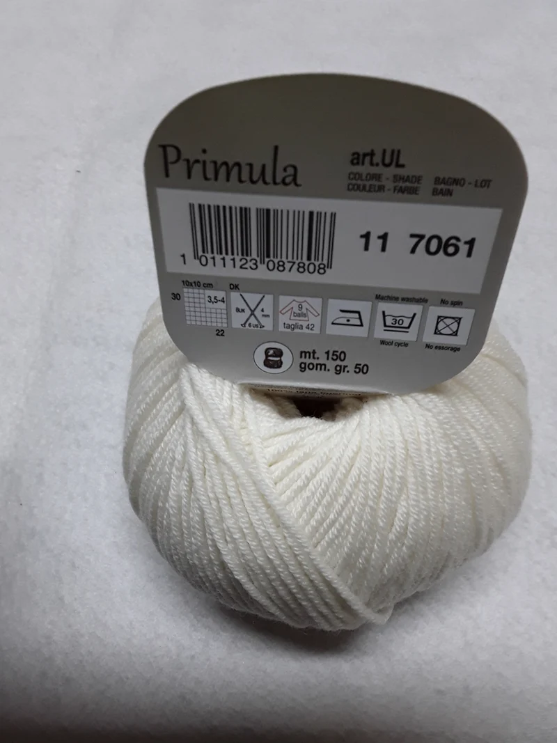 PRIMULA ADRIAFIL 50 GR METRI 150 100% lana (merino extra fine) Ferri: 4mm