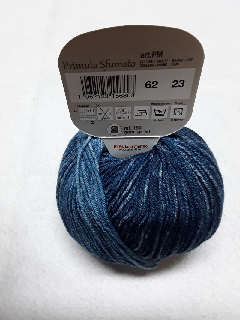 PRIMULA ADRIAFIL 50 GR METRI 150 100% lana (merino extra fine) Ferri: 4mm