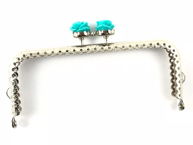 Chiusura clic clac retta fiore argento per borse | 12,5 cm | cf 1 pz