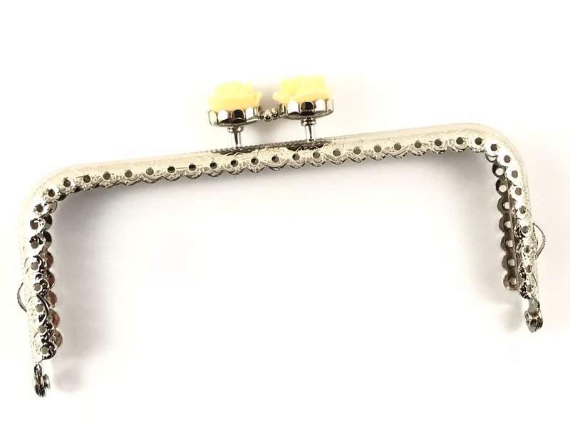 Chiusura clic clac retta fiore argento per borse | 12,5 cm | cf 1 pz