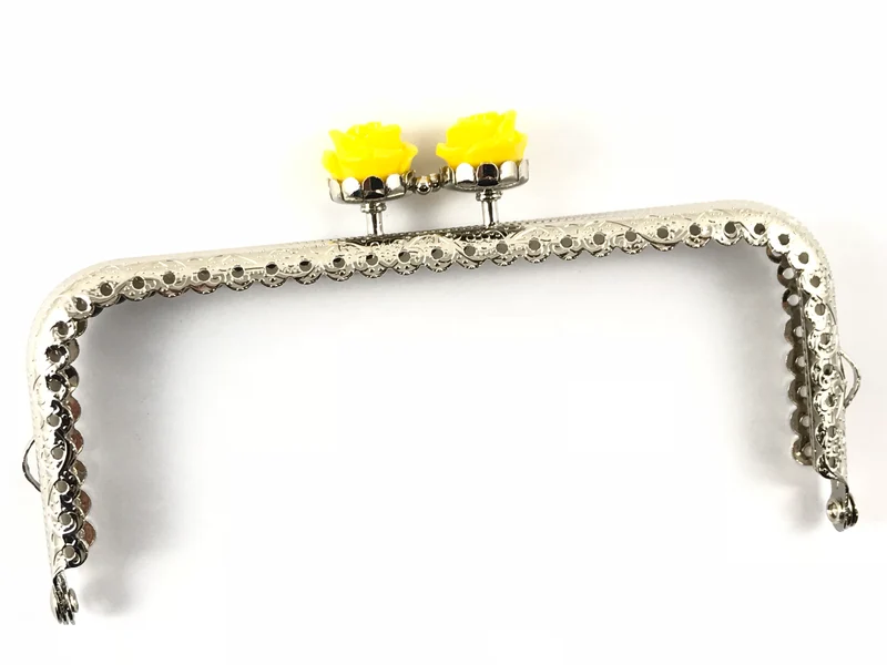 Chiusura clic clac retta fiore argento per borse | 12,5 cm | cf 1 pz