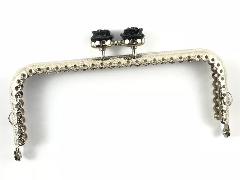 Chiusura clic clac retta fiore argento per borse | 12,5 cm | cf 1 pz