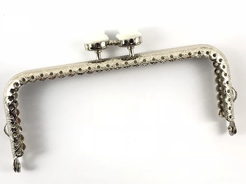 Chiusura clic clac retta fiore argento per borse | 12,5 cm | cf 1 pz