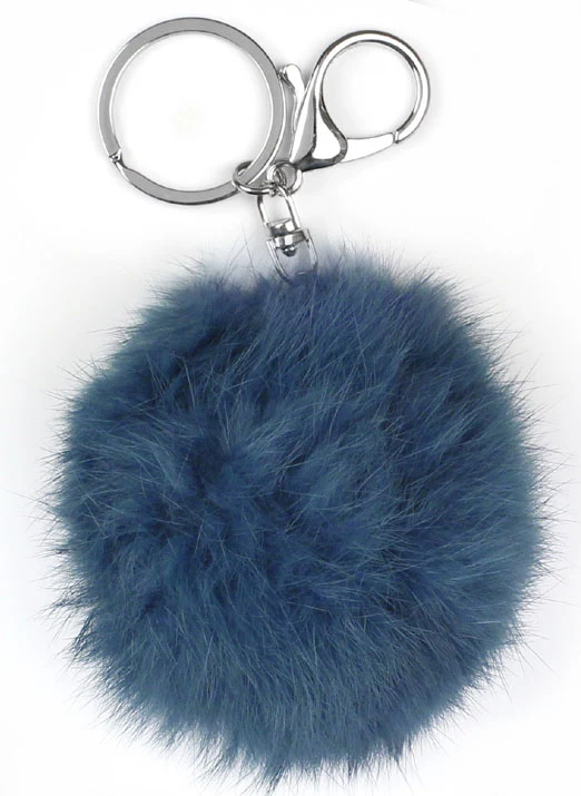 Pompom in lapin + portachiavi 6,5cm cf.1pz