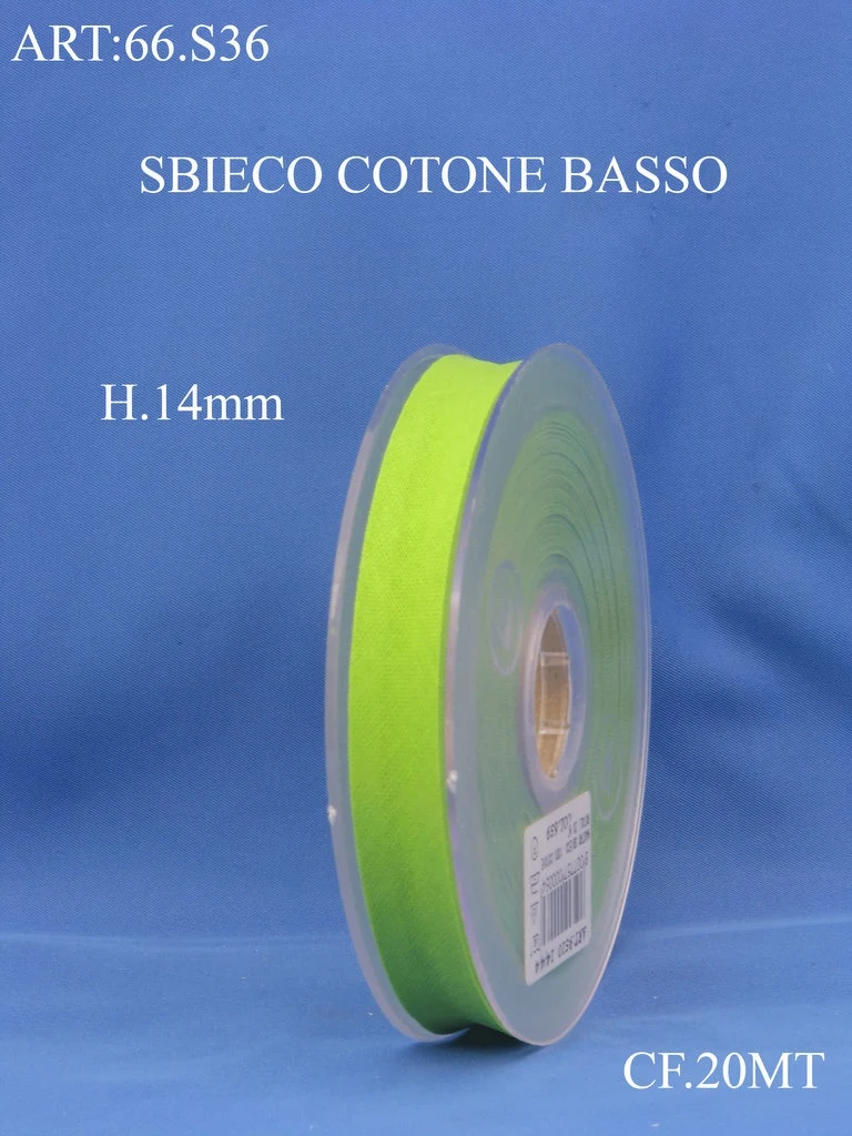 Sbieco cotone basso col.14mm cf20.mt