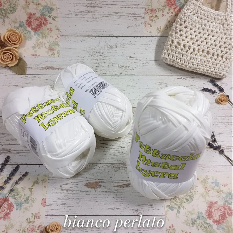 Fettuccia lycra metallizzata lamè simil-pelle per borse uncinetto