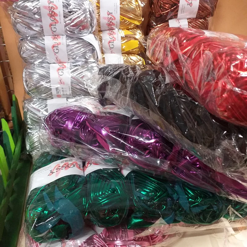 Fettuccia lycra metallizzata lamè simil-pelle per borse uncinetto