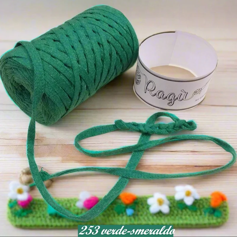 Fettuccia cotone riciclato Ribbon Stafil e Ragù uncinetto borse maglie