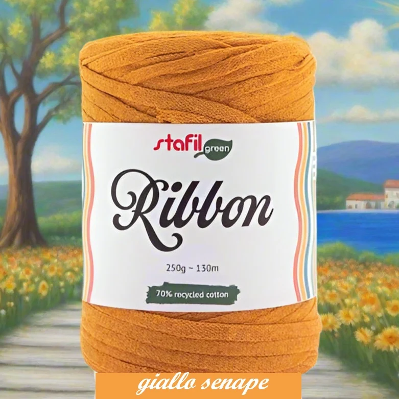 Fettuccia cotone riciclato Ribbon Stafil e Ragù uncinetto borse maglie