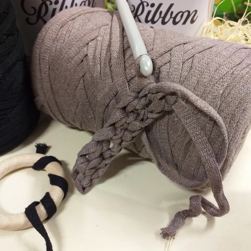Fettuccia cotone riciclato Ribbon Stafil e Ragù uncinetto borse maglie