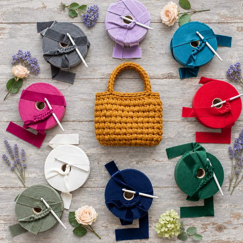 Fettuccia velluto borse uncinetto e clutch bags - pizza crochet velvet