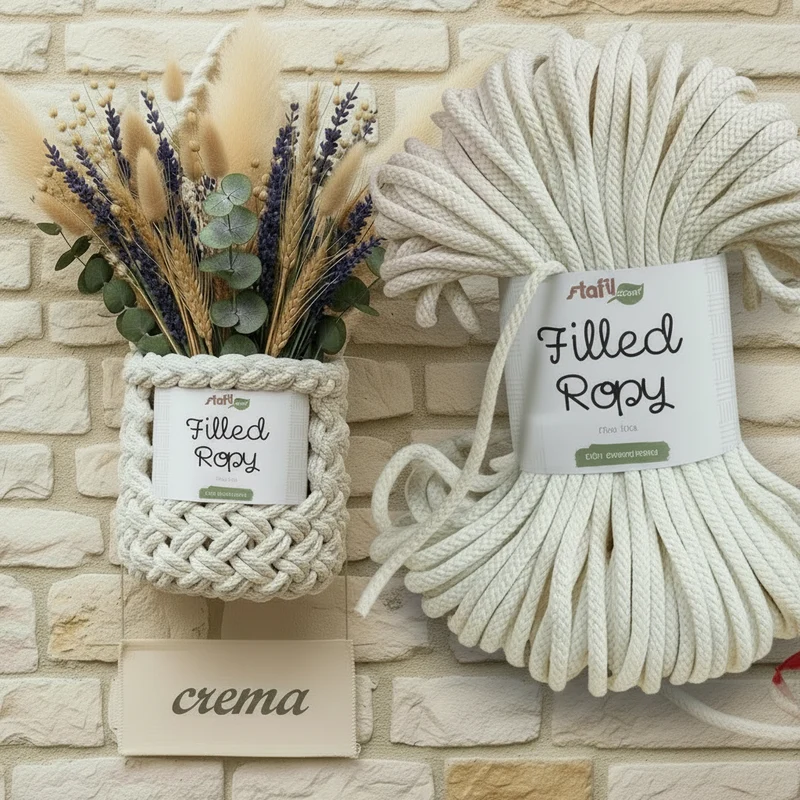 Corda intrecciata 6 mm filled Ropy tubolare uncinetto macramè crochet