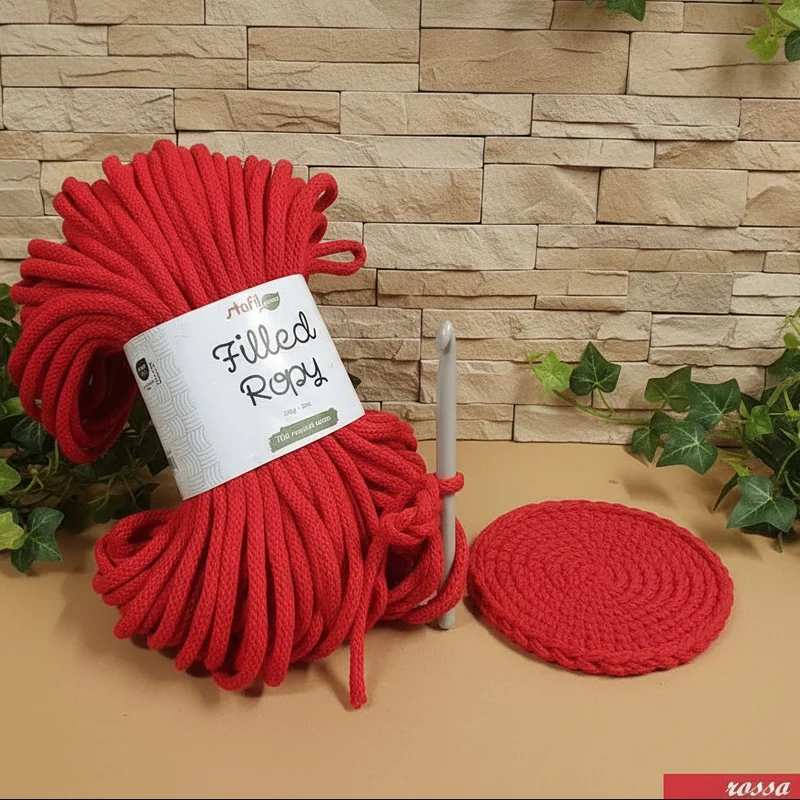 Corda intrecciata 6 mm filled Ropy tubolare uncinetto macramè crochet
