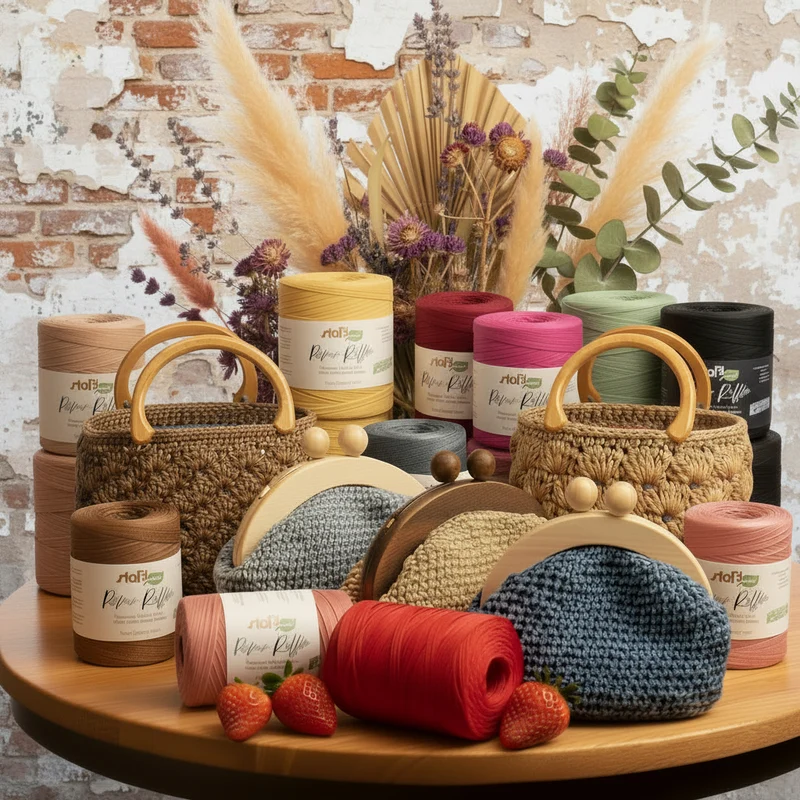 Rafia naturale cellulosa vegetale uncinetto crochet borse e cappelli
