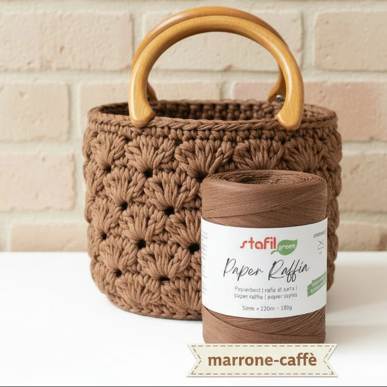 Rafia naturale cellulosa vegetale uncinetto crochet borse e cappelli