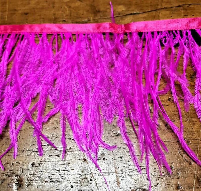 1 Mt di Frangia di Piume Altezza 15cm, Passamaneria Moda per Borse e Abbigliamento