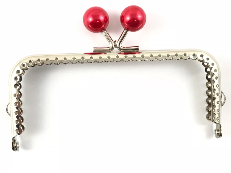 Chiusura clic clac retta pallino argento per borse | 12,5 cm | cf 1 pz