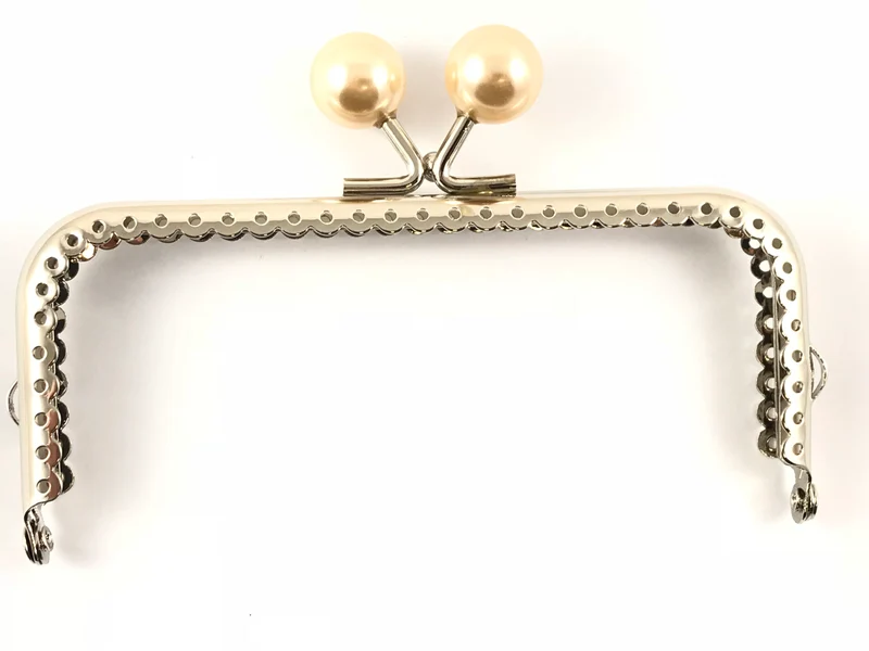 Chiusura clic clac retta pallino argento per borse | 12,5 cm | cf 1 pz