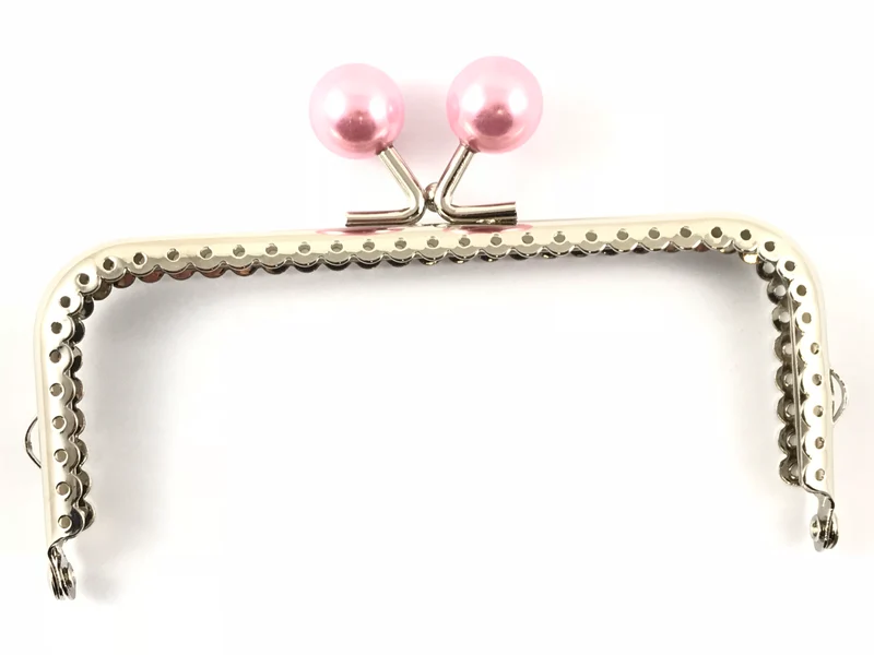 Chiusura clic clac retta pallino argento per borse | 12,5 cm | cf 1 pz