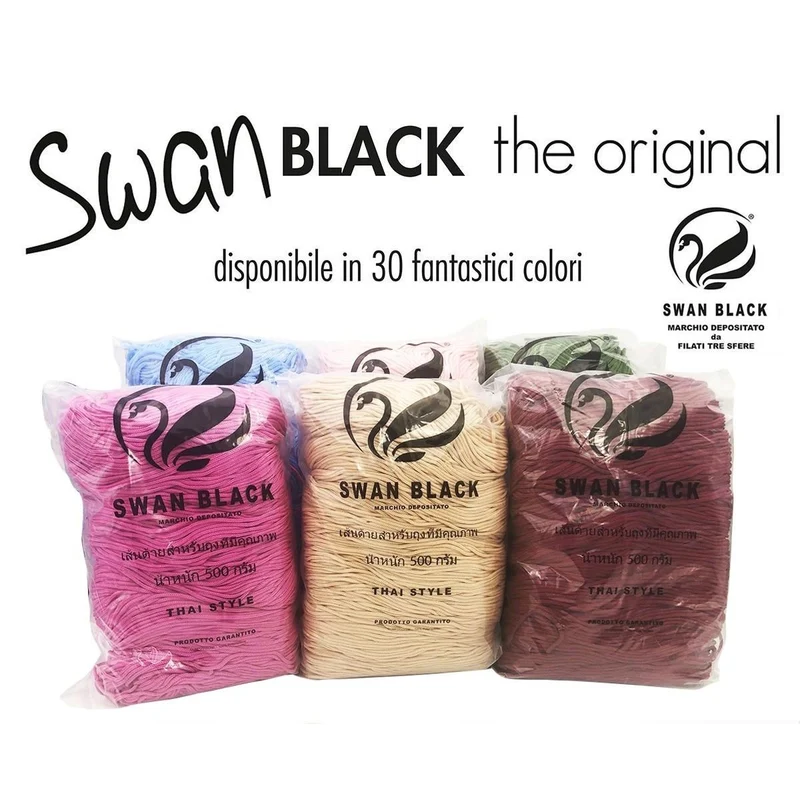 Confezione di Cordoncino Swan Black Thai per confezionare Borse Hand Made 500gr