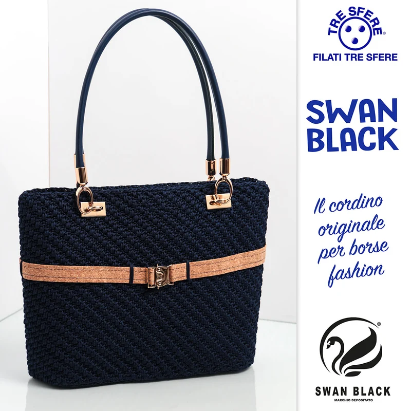 Confezione di Cordoncino Swan Black Thai per confezionare Borse Hand Made 500gr