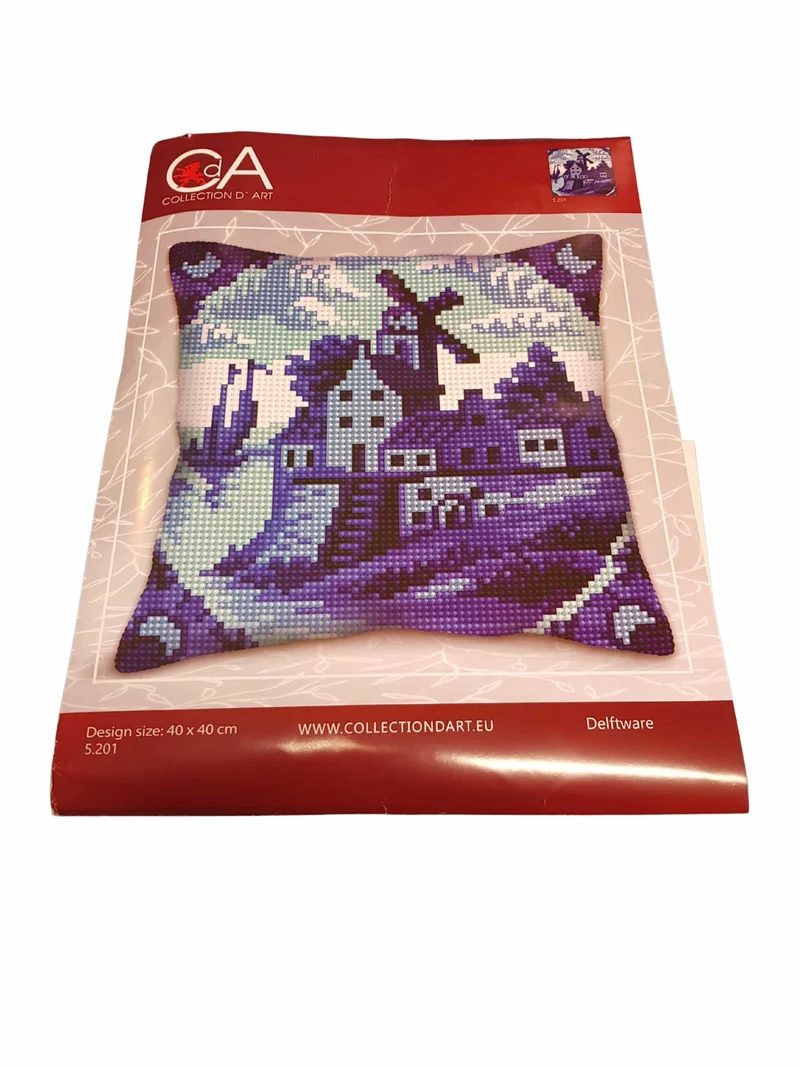 Kit Cuscino Ricamo Punto Croce Canovaccio 100% Cotone Mezzo Punto Fili