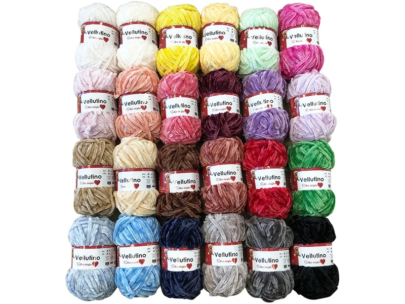 5 Gomitoli di Ciniglia Vellutino Tre Sfere Poliestere 250gr ideale per Amigurumi e Uncinetto