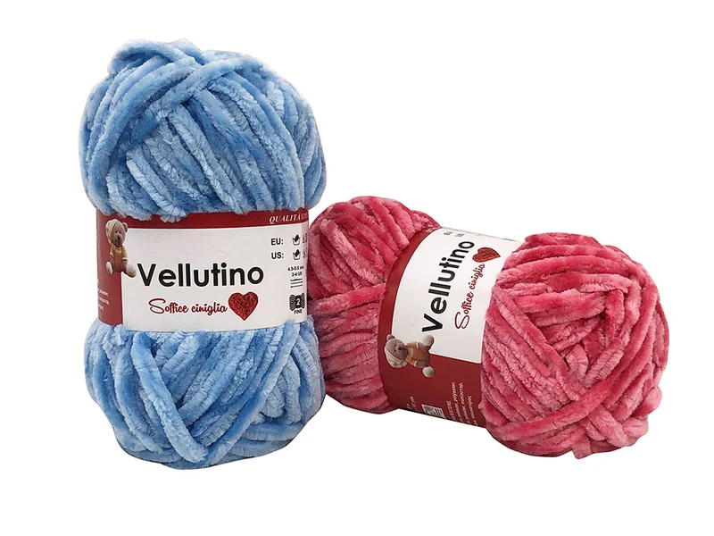 5 Gomitoli di Ciniglia Vellutino Tre Sfere Poliestere 250gr ideale per Amigurumi e Uncinetto