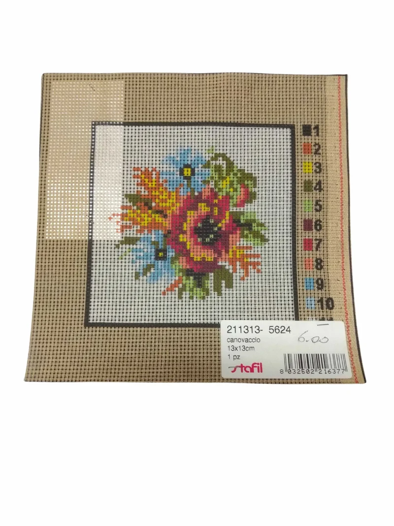 Kit Quadretti Mezzo Punto 13 x 13 cm Ricamo Cotone Lanato Punto Croce