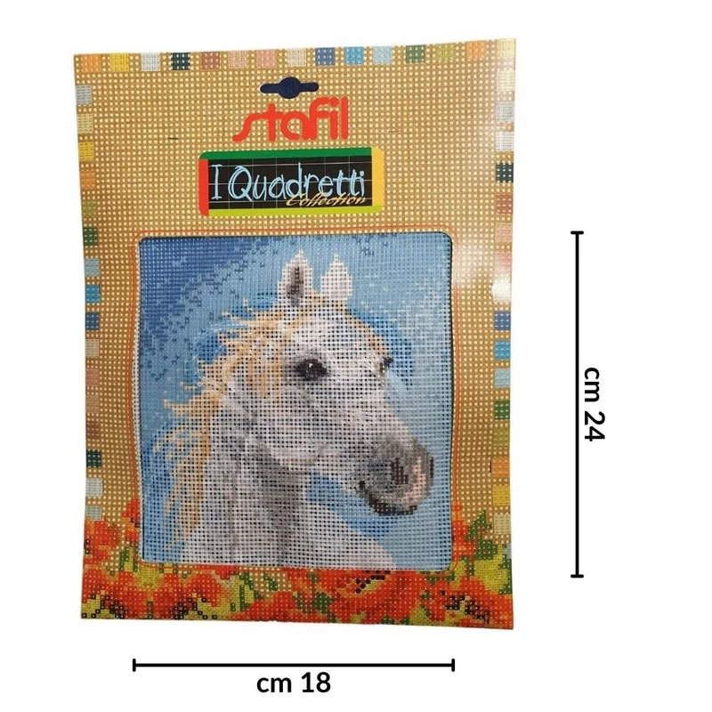 stafil Kit Ricamo Mezzo Punto consente di realizzare un Quadro da ricamare anche a Punto Croce con filati cotone lanato