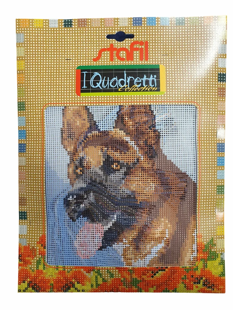 stafil Kit Ricamo Mezzo Punto consente di realizzare un Quadro da ricamare anche a Punto Croce con filati cotone lanato