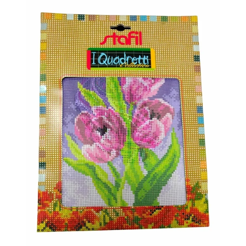 stafil Kit Ricamo Mezzo Punto consente di realizzare un Quadro da ricamare anche a Punto Croce con filati cotone lanato
