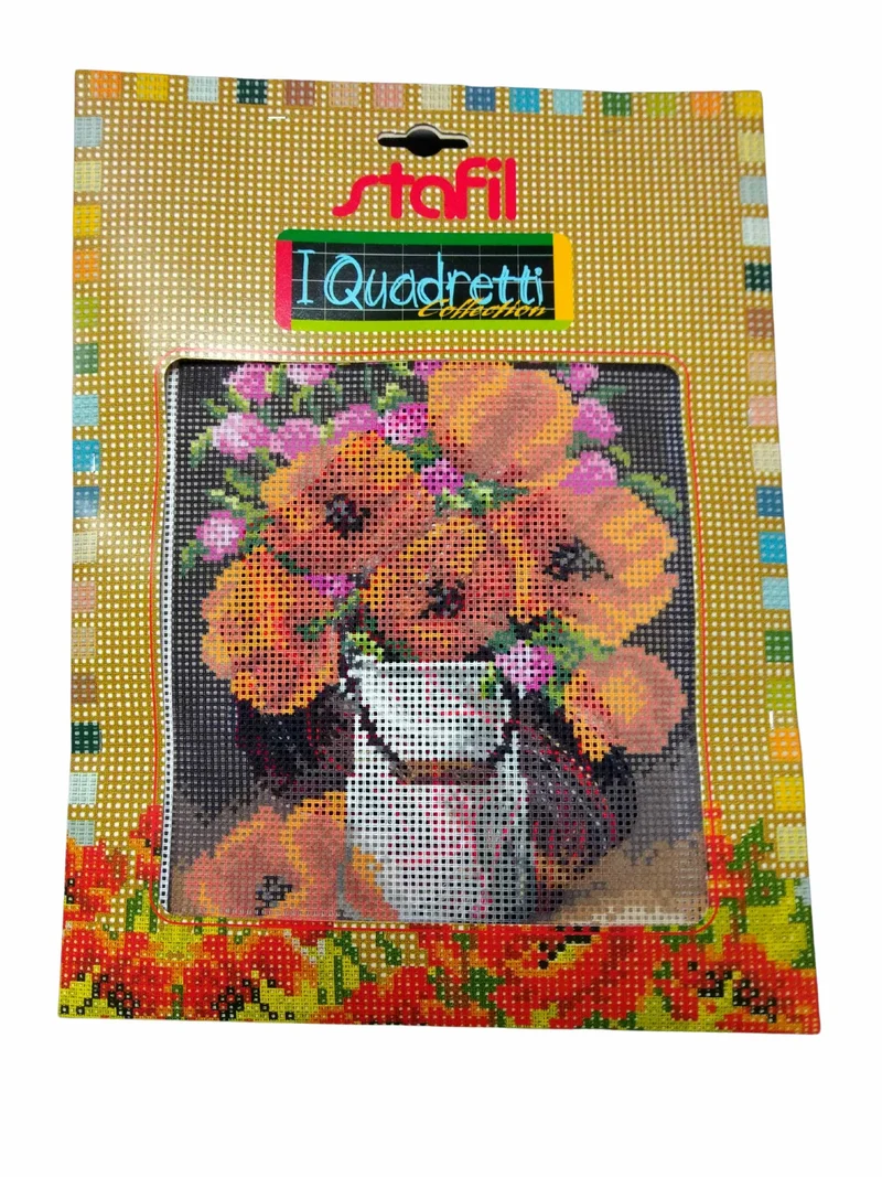stafil Kit Ricamo Mezzo Punto consente di realizzare un Quadro da ricamare anche a Punto Croce con filati cotone lanato