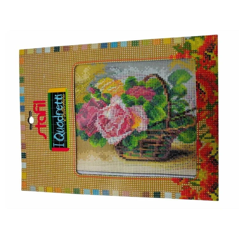 stafil Kit Ricamo Mezzo Punto consente di realizzare un Quadro da ricamare anche a Punto Croce con filati cotone lanato