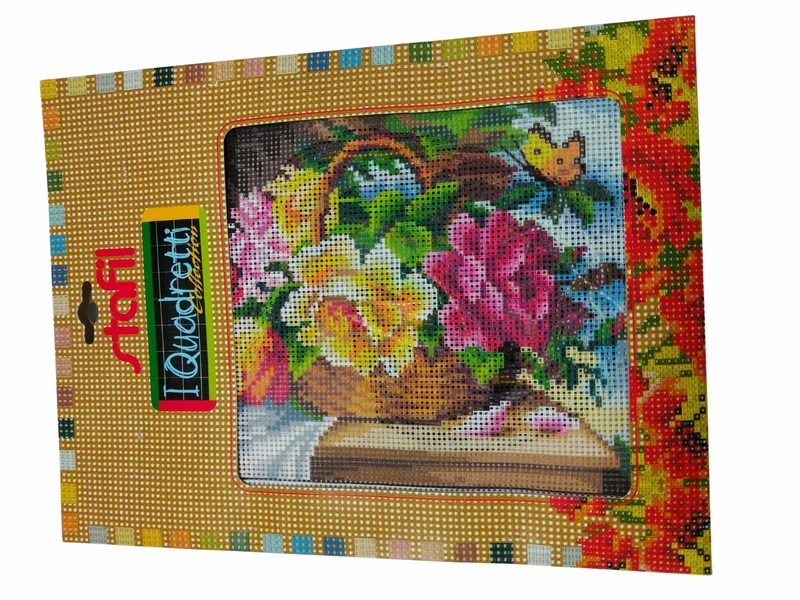 stafil Kit Ricamo Mezzo Punto consente di realizzare un Quadro da ricamare anche a Punto Croce con filati cotone lanato