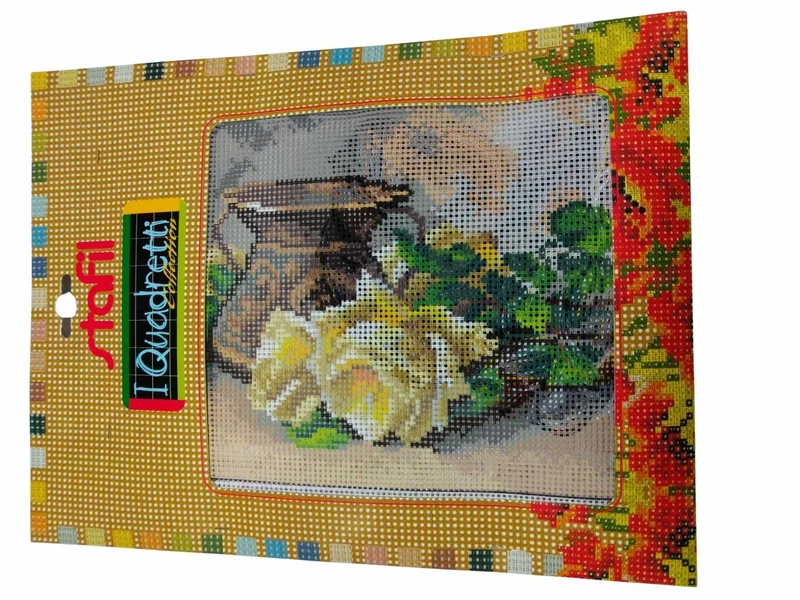 stafil Kit Ricamo Mezzo Punto consente di realizzare un Quadro da ricamare anche a Punto Croce con filati cotone lanato