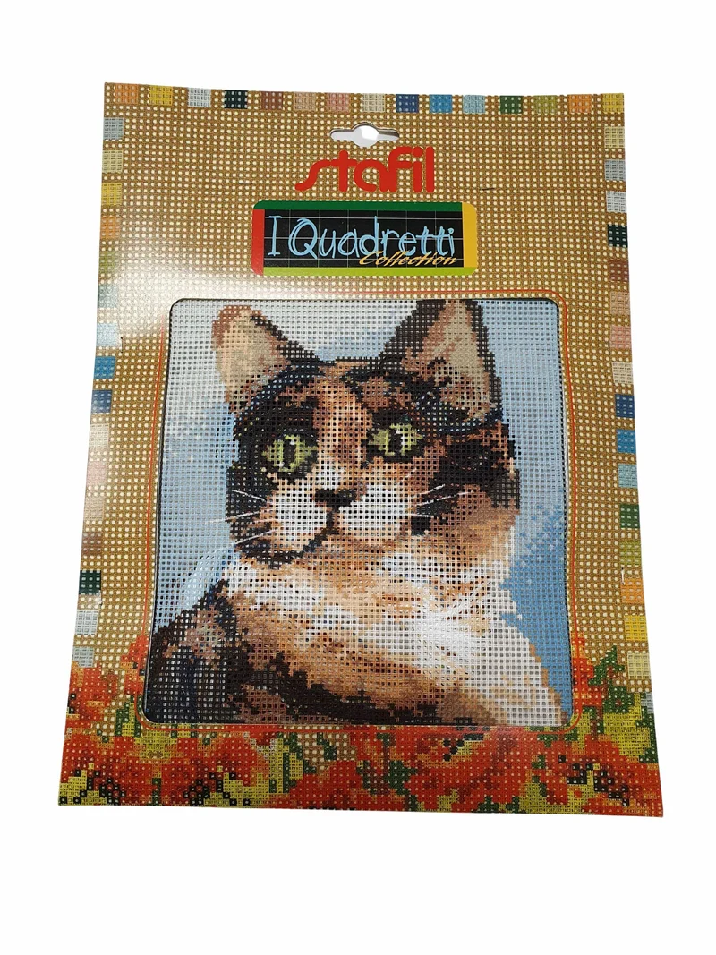 stafil Kit Ricamo Mezzo Punto consente di realizzare un Quadro da ricamare anche a Punto Croce con filati cotone lanato