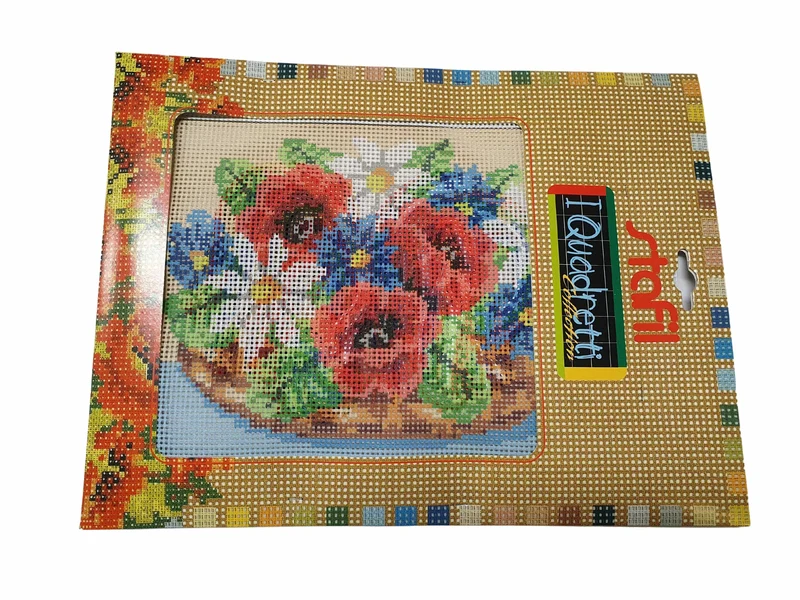 stafil Kit Ricamo Mezzo Punto consente di realizzare un Quadro da ricamare anche a Punto Croce con filati cotone lanato
