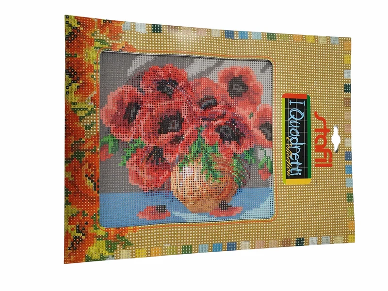 stafil Kit Ricamo Mezzo Punto consente di realizzare un Quadro da ricamare anche a Punto Croce con filati cotone lanato