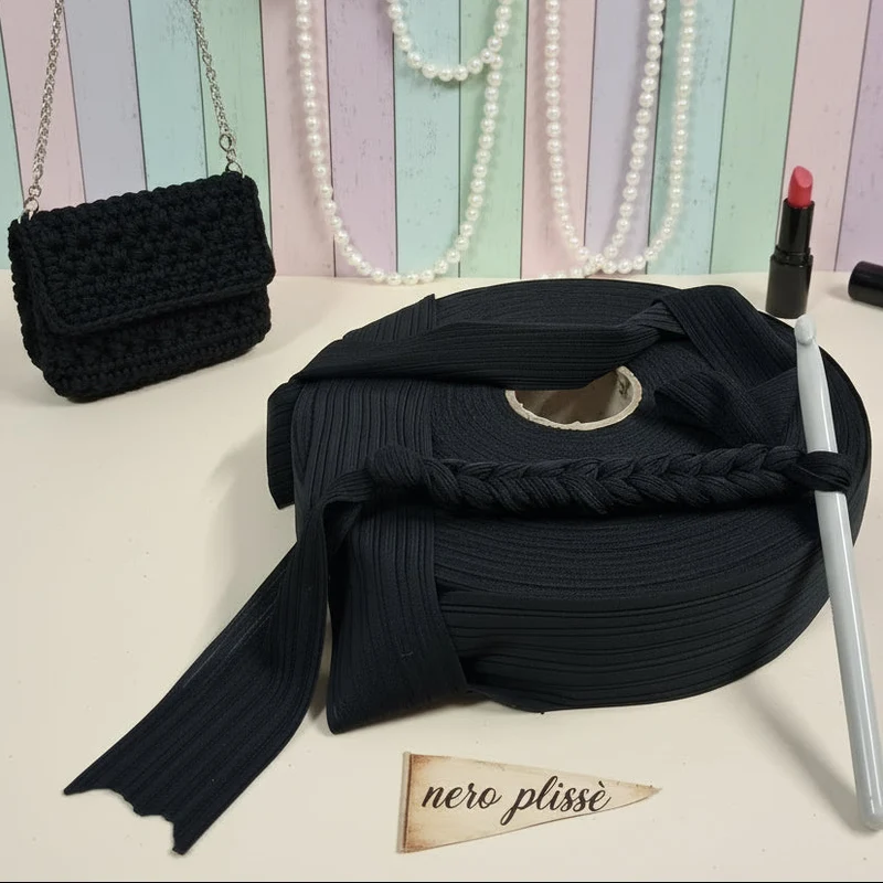 Fettuccia soft-lycra a pizza borse uncinetto crochet bags - 17 colori