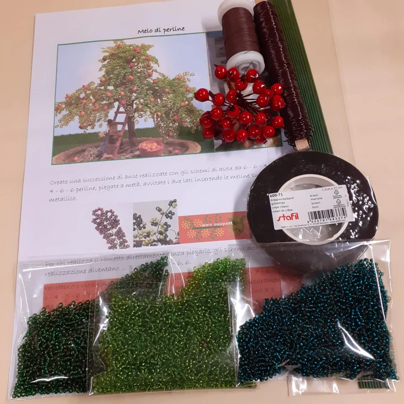 Albero melo perline kit istruzioni e perle per pianta bonsai da frutta