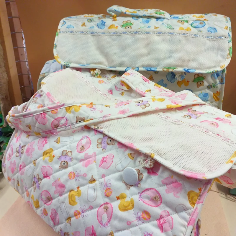 Bebè borsa cambio neonato trapuntata tela aida da ricamare punto croce
