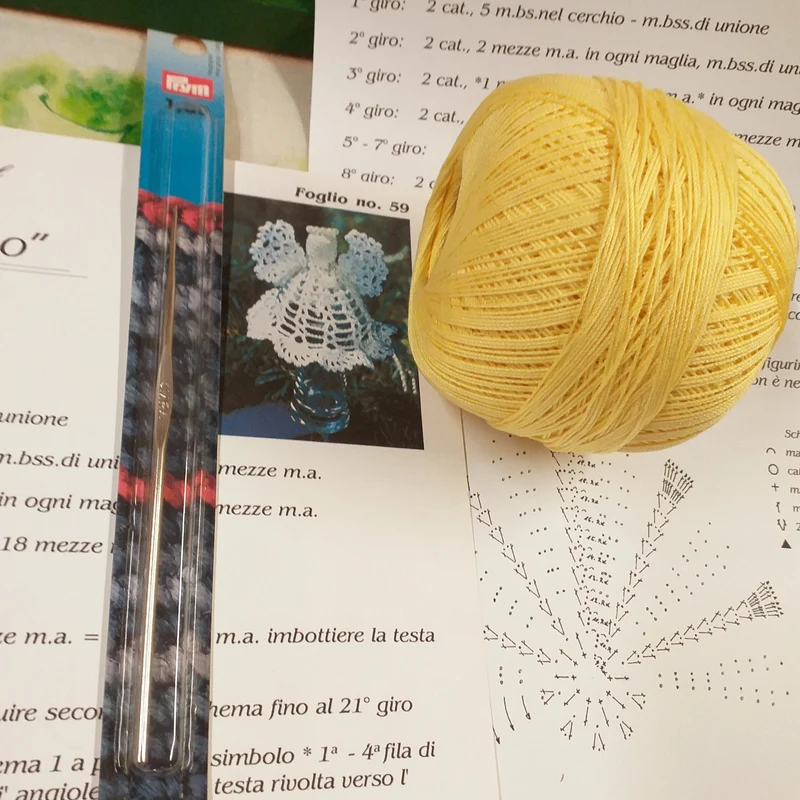 Kit angeli e angioletti uncinetto da appendere, schemi + filato cotone